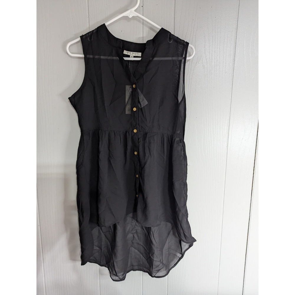 Speed Control New York Womens M sheer high low shirt top sleeveless button front